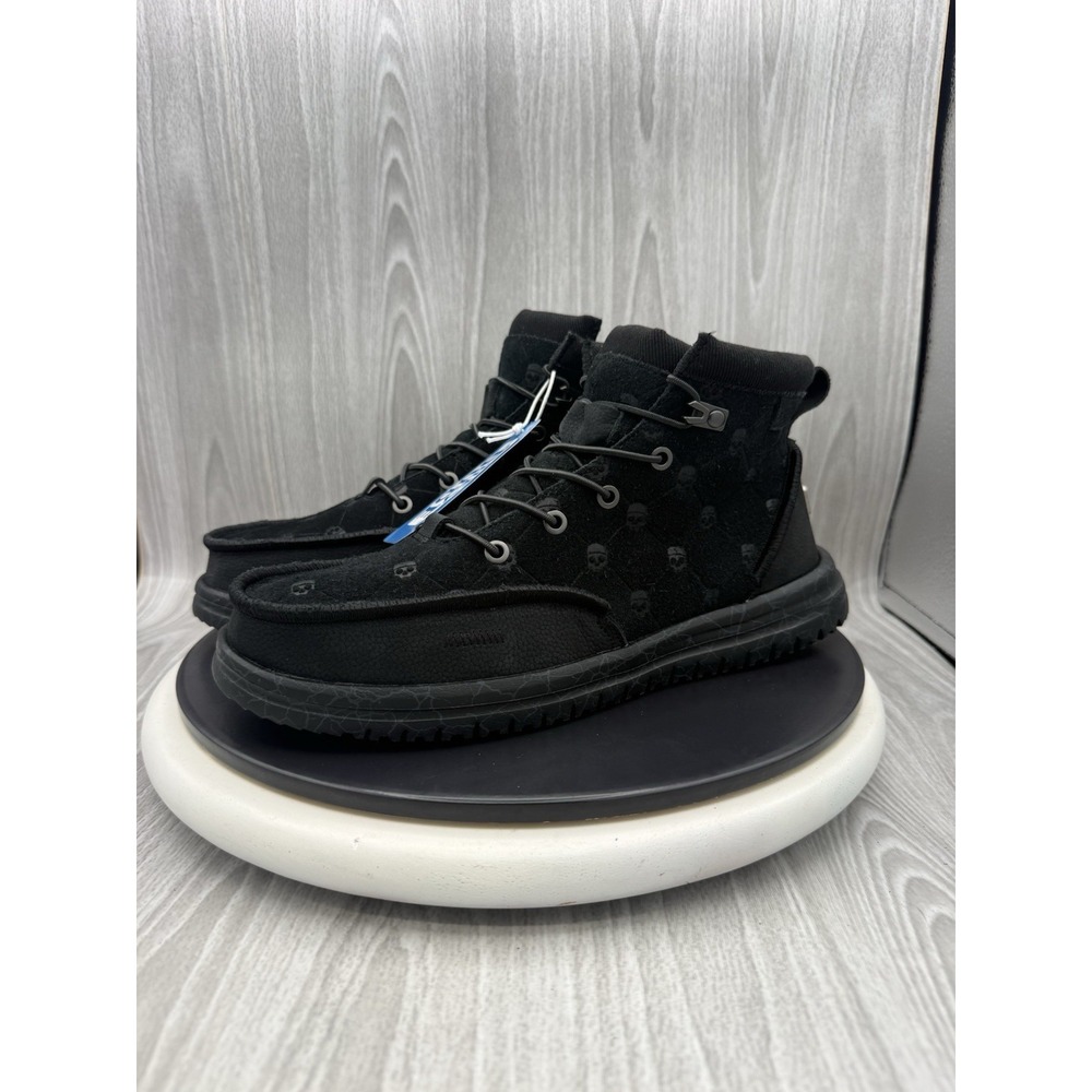 Hey Dude x Jelly Roll Mens Size 10 Black Suede Skull Chukka Ankle Boots Shoes